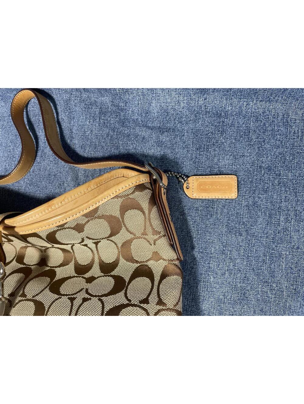 NWOT Vintage Y2K Coach Sufflette Hampton Bag jacquard khaki tan orange interior - Picture 5 of 6